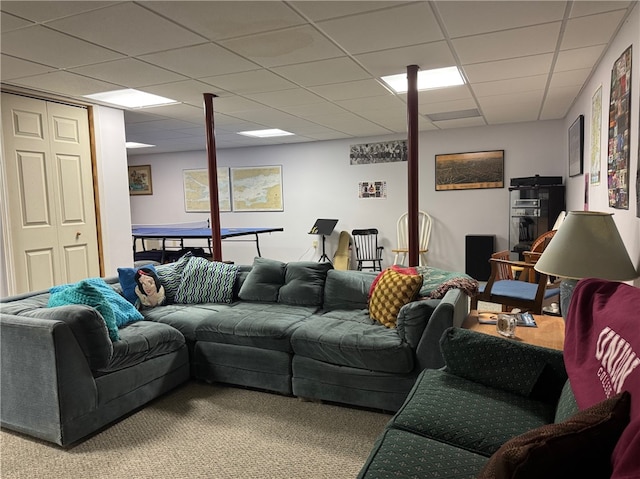 5876 Clearview Ln, Alfred, NY 14803 - carpeted living area with a drop ceiling