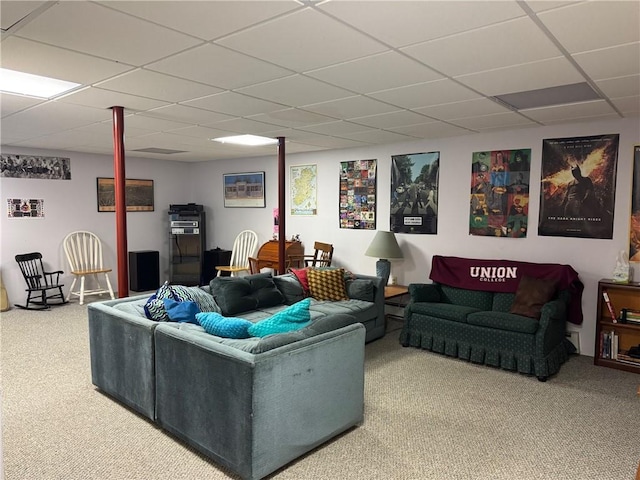 5876 Clearview Ln, Alfred, NY 14803 - living area with carpet flooring and a paneled ceiling