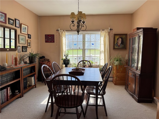 5876 Clearview Ln, Alfred, NY 14803 - dining space with an inviting chandelier and light carpet