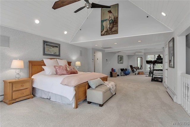 4482 Lower River Rd, Lewiston, NY 14092 - bedroom featuring carpet flooring, recessed lighting, ceiling fan, and baseboard heating