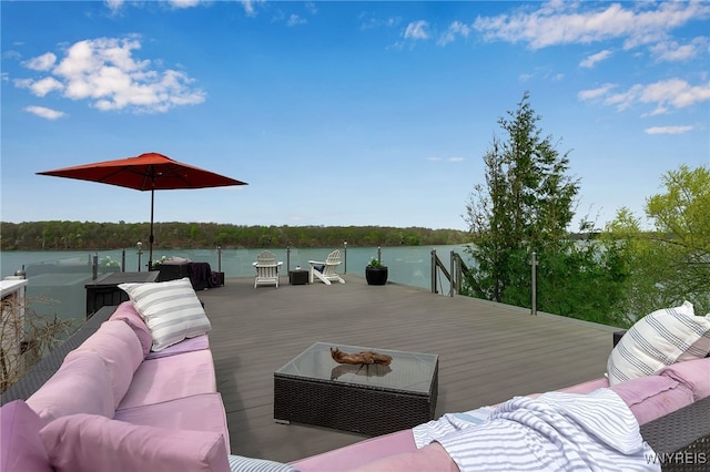 4482 Lower River Rd, Lewiston, NY 14092 - dock with an outdoor hangout area and a water view
