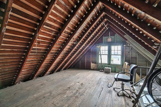 view of unfinished attic