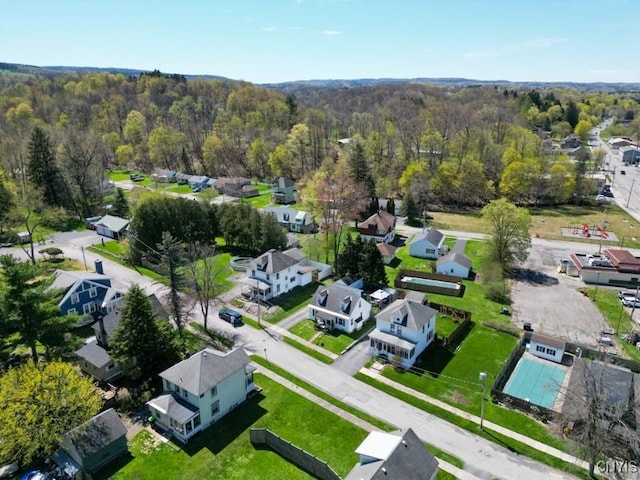aerial view with a view of trees and a residential view