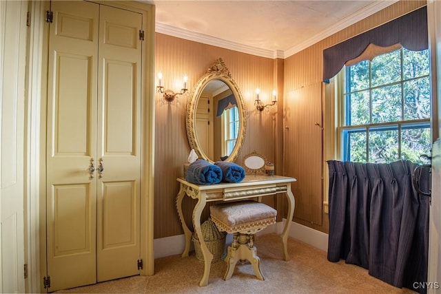 bathroom with ornamental molding
