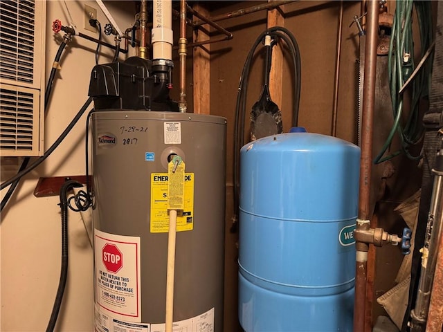 utility room with gas water heater