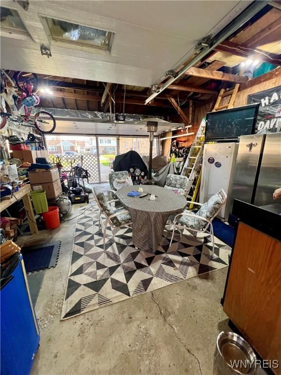garage with refrigerator