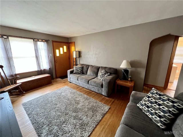 living area with wood finished floors