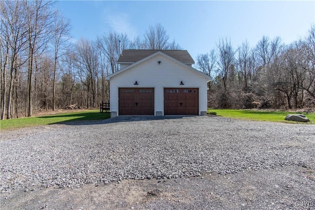 view of detached garage
