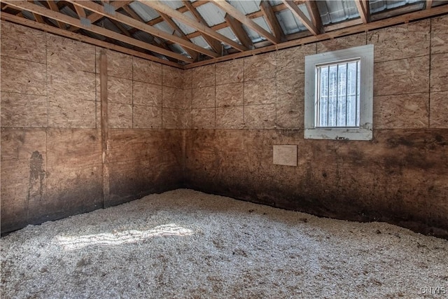 interior space featuring vaulted ceiling