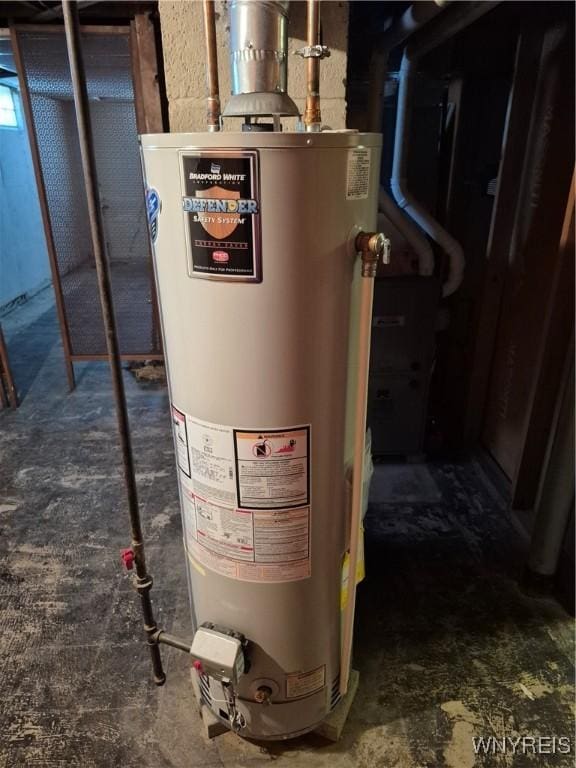 utility room with water heater