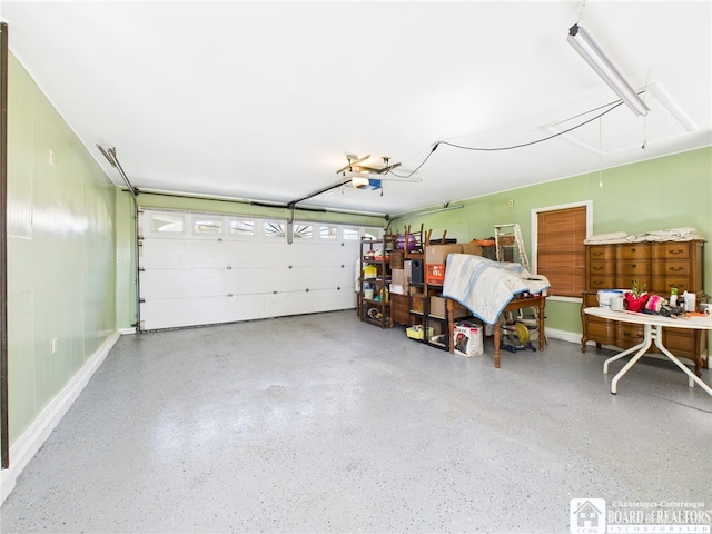 garage with a garage door opener