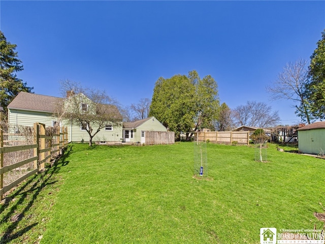 view of yard featuring a fenced backyard