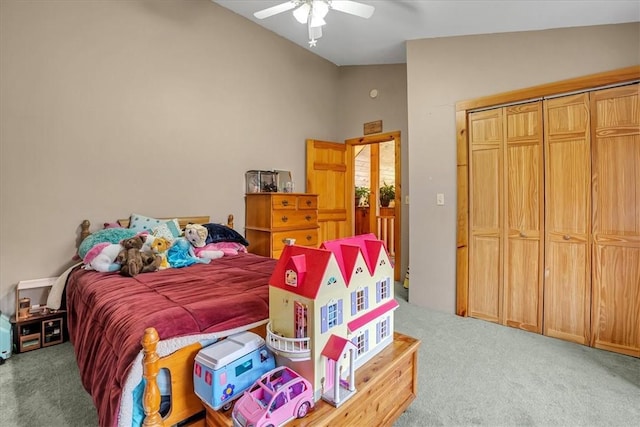394 Nersesian Rd, Otsego, NY 13348 - bedroom featuring carpet, ceiling fan, and lofted ceiling