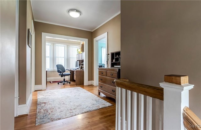 117 Proctor Blvd, Utica, NY 13501 - office with baseboards, wood finished floors, and crown molding