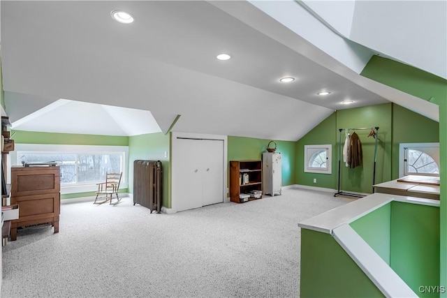 117 Proctor Blvd, Utica, NY 13501 - additional living space featuring recessed lighting, vaulted ceiling, carpet, and baseboards