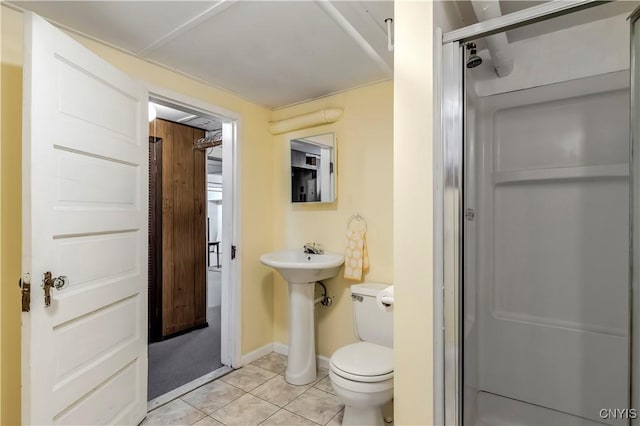 117 Proctor Blvd, Utica, NY 13501 - full bathroom with tile patterned floors, baseboards, a shower stall, and toilet