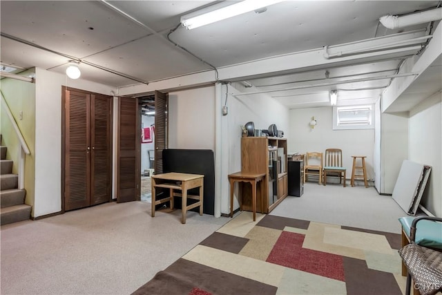 117 Proctor Blvd, Utica, NY 13501 - basement featuring stairs and carpet floors