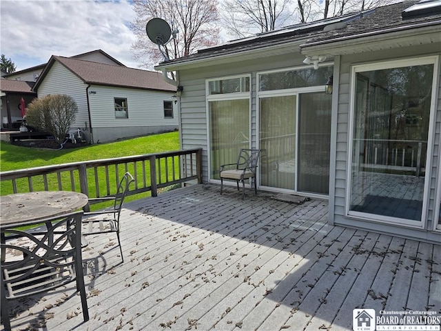 deck with a yard