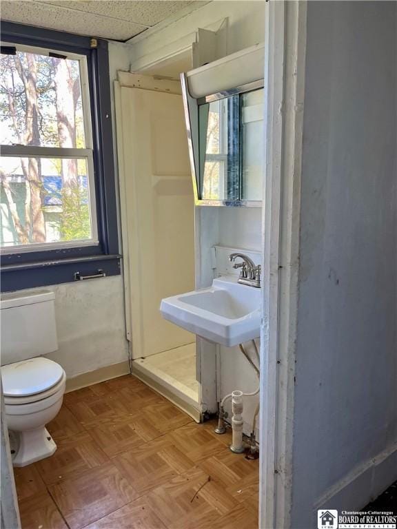 half bath featuring toilet and a sink