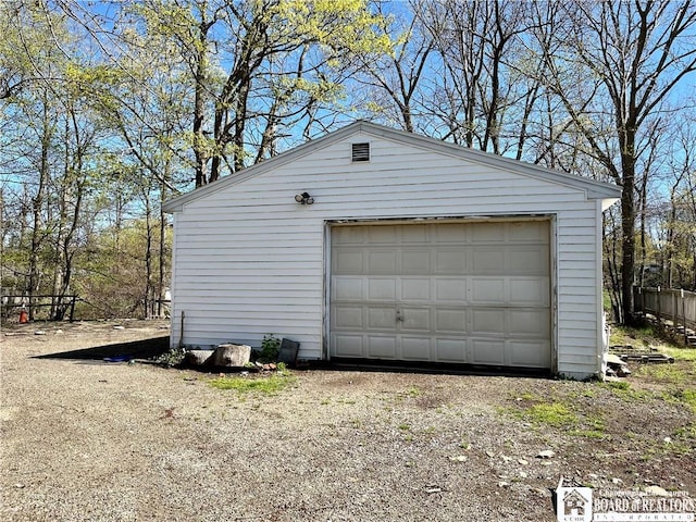 view of detached garage