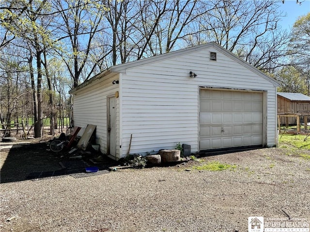 view of detached garage