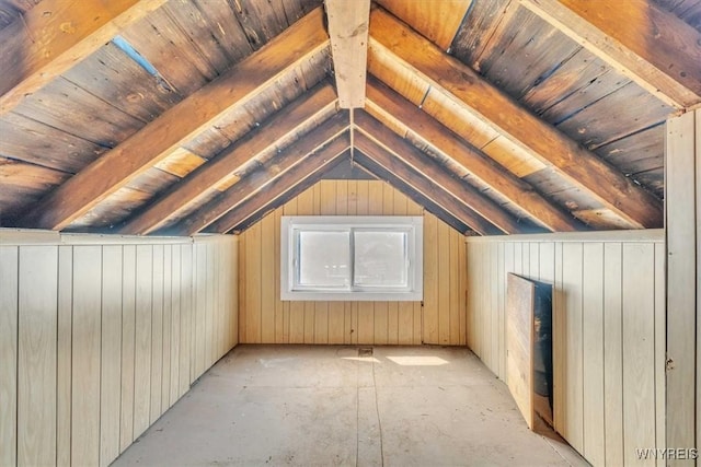 view of unfinished attic