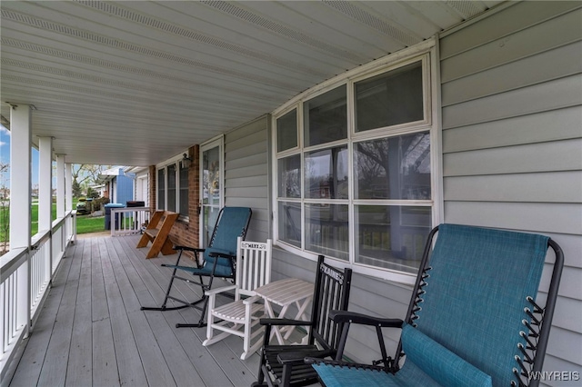 deck featuring a porch