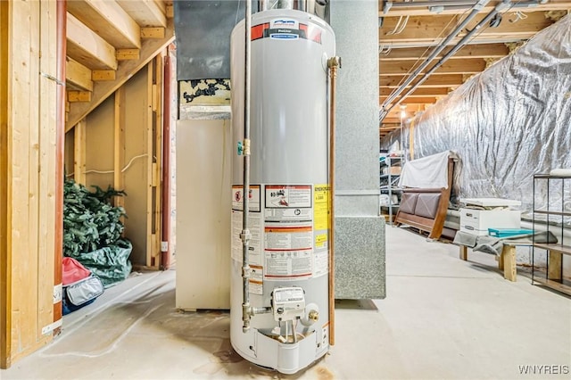 utility room with water heater