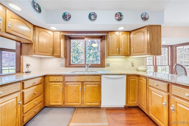 kitchen with a healthy amount of sunlight, dishwasher, and a sink