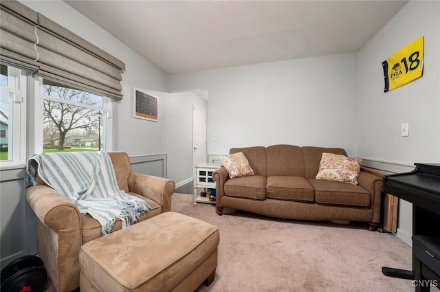 living room with carpet floors