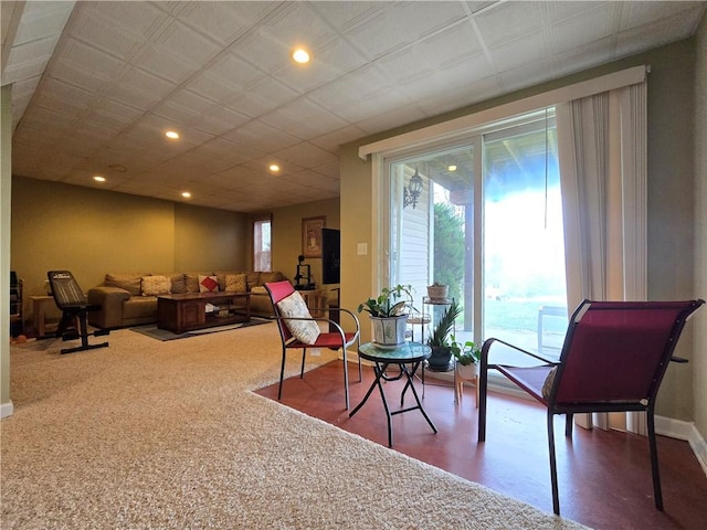 interior space with recessed lighting and baseboards
