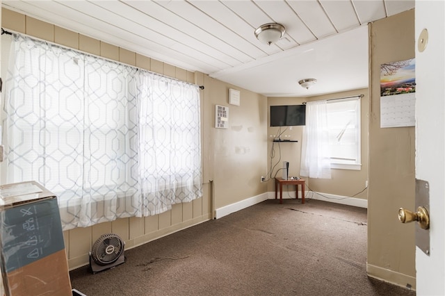 carpeted empty room with baseboards