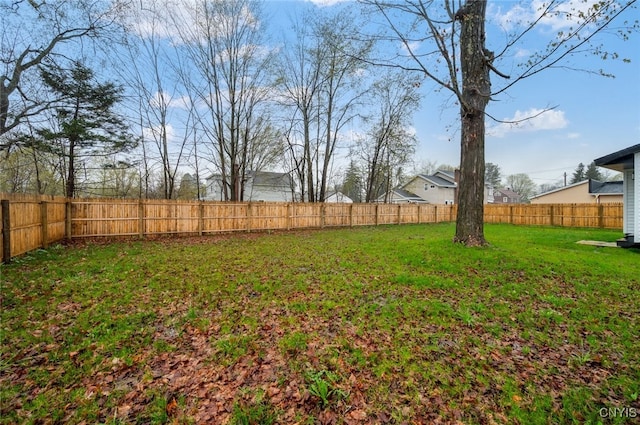 view of yard featuring a fenced backyard