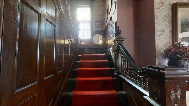 20 S Main St, Sherburne, NY 13460 - stairway with wallpapered walls
