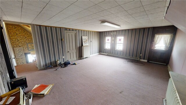 20 S Main St, Sherburne, NY 13460 - interior space featuring wallpapered walls, baseboard heating, and carpet floors