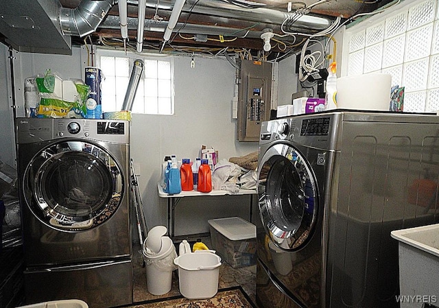 laundry room with washer / clothes dryer, laundry area, and electric panel