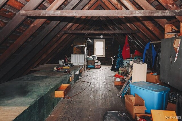 view of unfinished attic