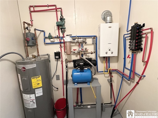 utility room with water heater