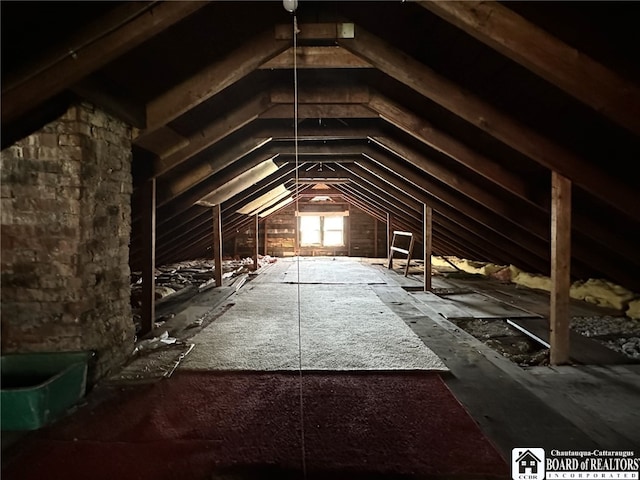 view of unfinished attic