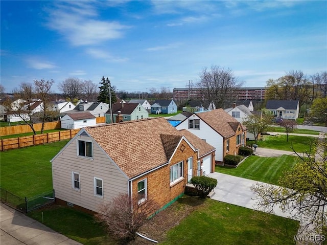 bird's eye view featuring a residential view