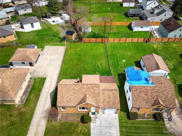 aerial view with a residential view