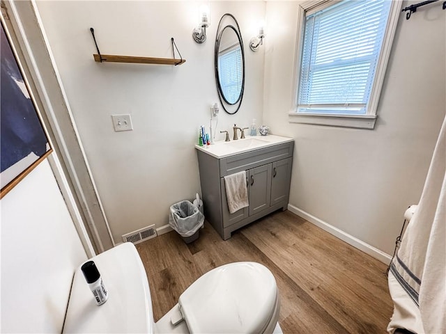 117 Raphael Ave, Salina, NY 13211 - bathroom featuring baseboards, visible vents, wood finished floors, and vanity