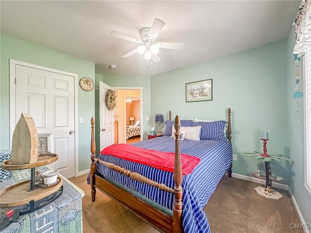 11188 Westdale Rd Unit 6, Florence, NY 13483 - bedroom with carpet flooring, a ceiling fan, and baseboards