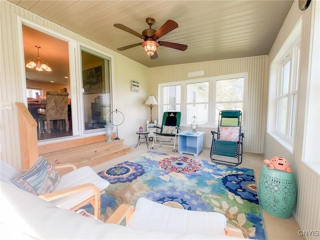 11188 Westdale Rd Unit 6, Florence, NY 13483 - sunroom / solarium with a chandelier, plenty of natural light, and wood ceiling