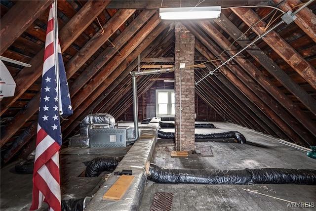 view of unfinished attic