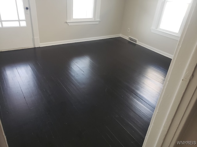 625 22nd St, Niagara Falls, NY 14301 - empty room featuring visible vents, baseboards, plenty of natural light, and dark wood-style floors