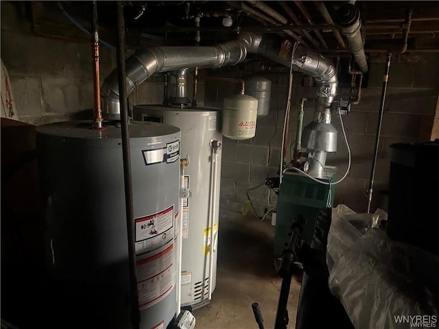 utility room with water heater