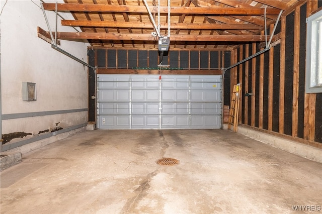 garage with a garage door opener