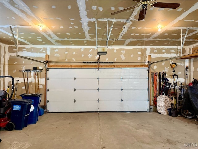 garage with a garage door opener