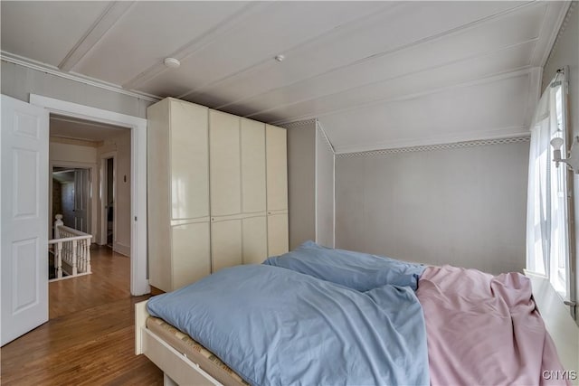 427 S James St, Wilna, NY 13619 - bedroom featuring ornamental molding and dark wood-style floors